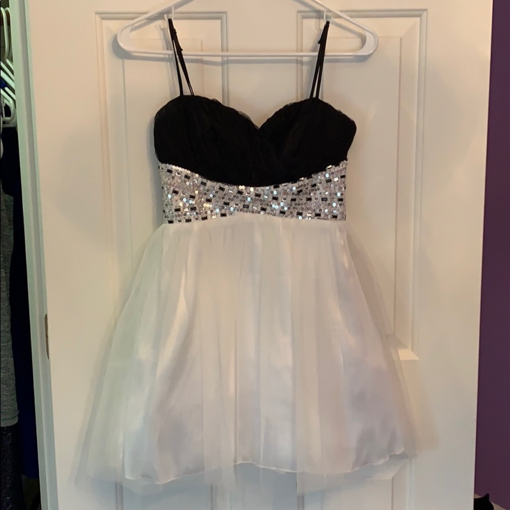 Black and White Semi Formal dress with sequins